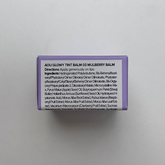 AOU GLOWY TINT BALM x Lip Brush - 03 Mulberry Balm x Pencil Brush | Tinted Lip Balm, Natural Gloss, Instant Hydration for Chapped Lips, Compact & Retractable Pencil Brush for Easy Carry & Pointed Tips