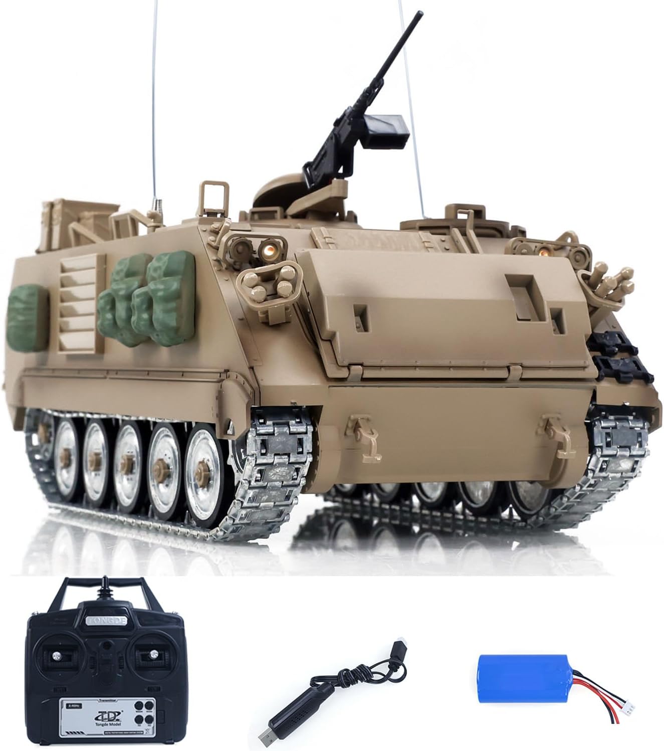 TD 1/16 RC Tank M2412-C M113A2 APC Infrared Turret Rotary 360 Degree Remote Control Eletric Military Vehicle Metal Wheels Hobby Grade Model for Adult Hobby