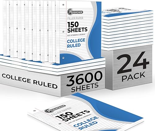 Miniatura 9 de Papel de hojas sueltas, 900 hojas, paquete de 6, rayas universitarias, 8 x 10.5 pulgadas, papel de relleno de oficina a granel de 1.98 ozm, 3