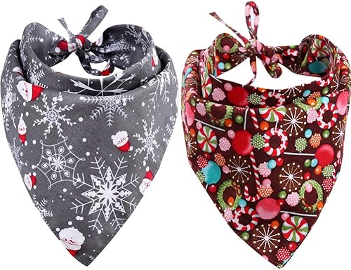 Paquete de 2 pañuelos de Navidad para perros, reversibles, triangulares, bufandas, accesorios para perros, gatos, mascotas y animales