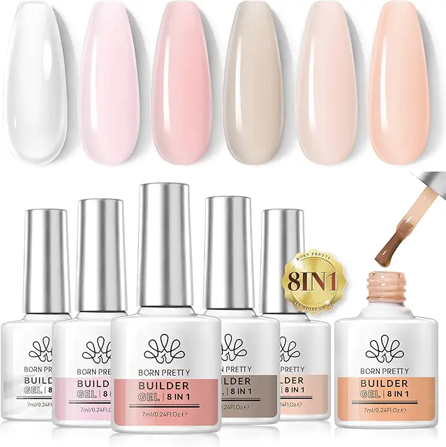 BORN PRETTY 8-in-1 Builder Gel - Nude Pink Nail Extension Gel for Beginners