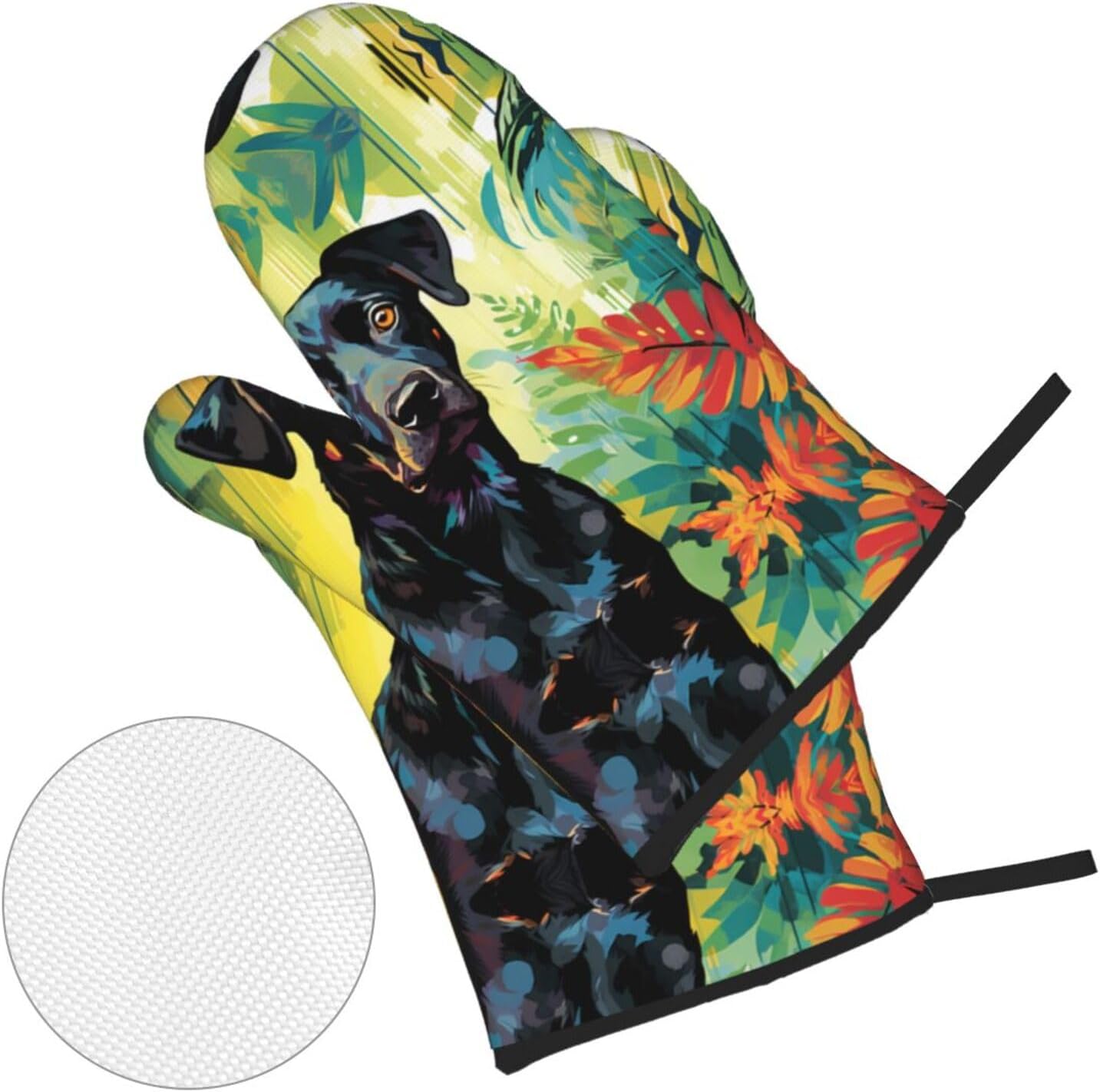 Watercolor Dog Printed Oven Mitts + Potholders 4-Piece Set - Great for BBQ Party Cooking