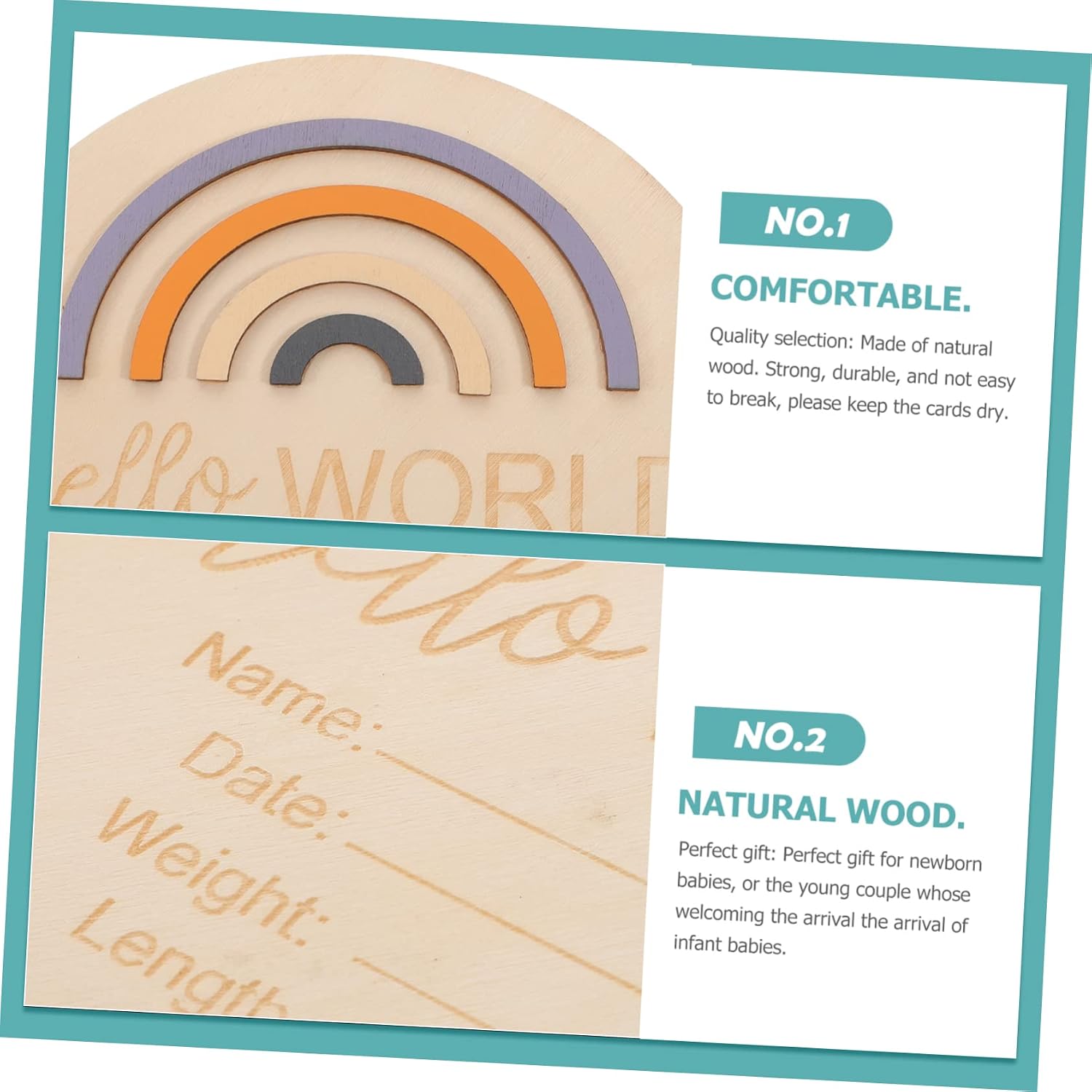 Boho Rainbow Wooden Month Card Milestone Photo Prop for Newborn Announcement Nursery Decor