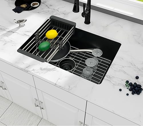 Miniatura 31 de Fregadero de cocina blanco, fregadero de barra blanca de 17 pulgadas, fregadero de barra de montaje inferior de 17 x 19 x 10 pulgadas