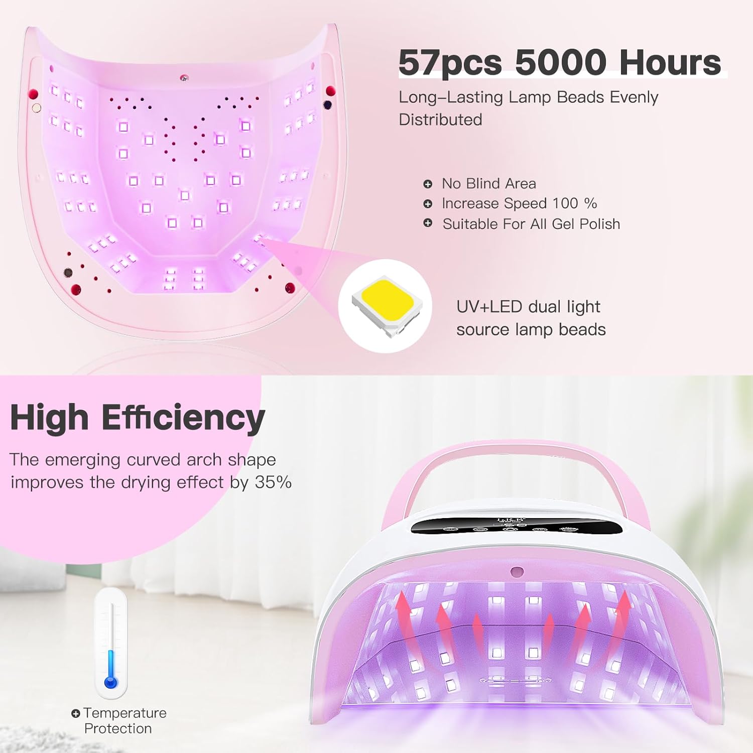 LKE UV Nail Lamp, 72W LED Nail Lamp Nail Dryer Light for Nails with 3 Timer Setting & LCD Touch Display Screen for Home and Salon Use (C-White) (1)