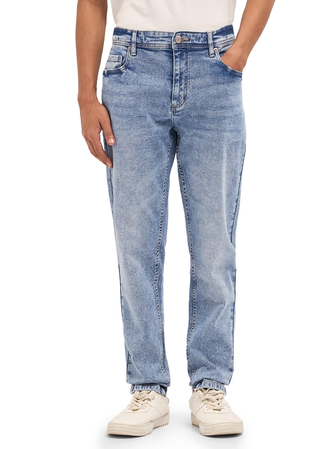 the bear house Men's Light Blue Cotton Slim Fit Casual Jeans-picture-11