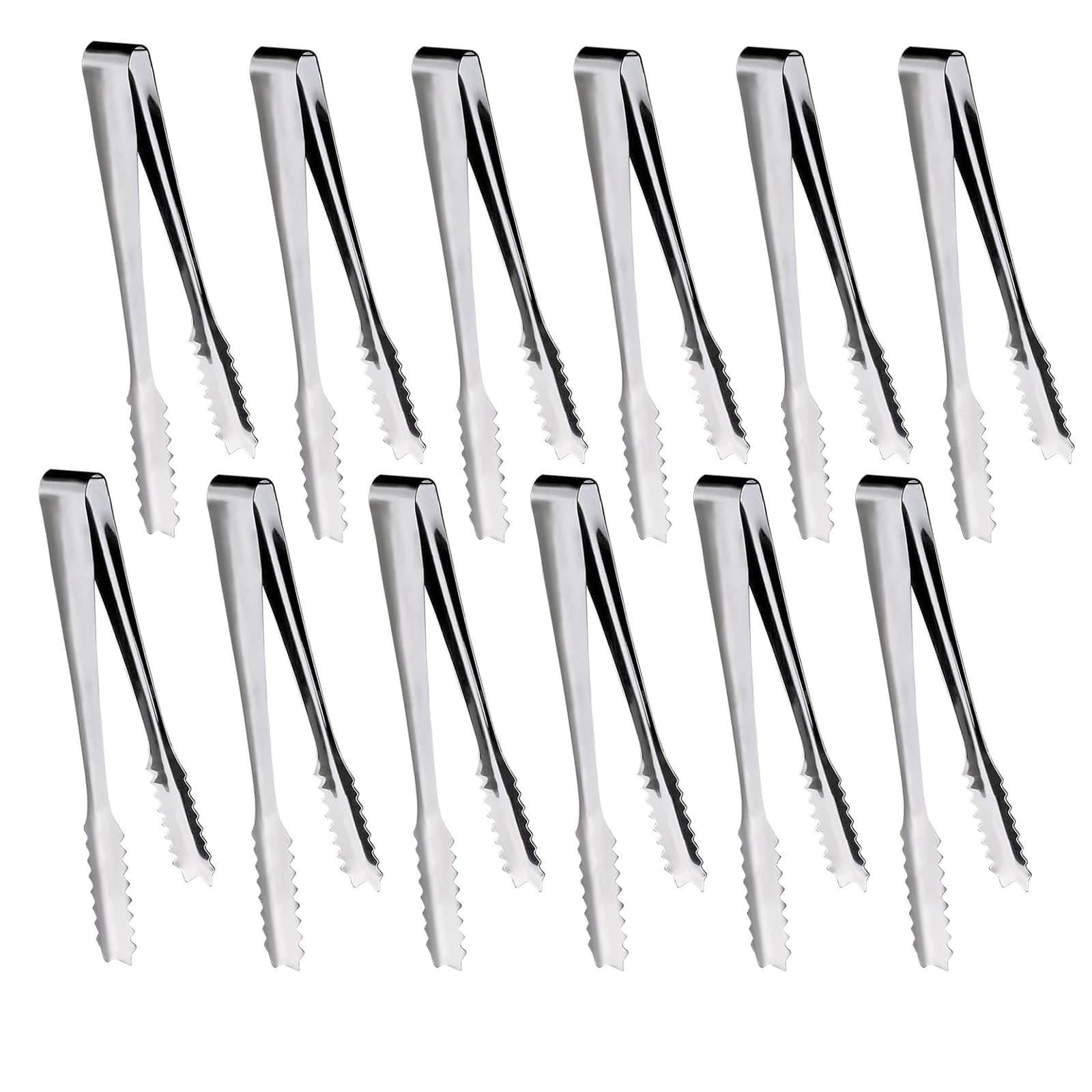 Ice Tongs,Mini Tongs, 12-Piece Stainless Steel Sweet Tongs for Pick Mix and Food Service, 15x1.5 cm Professional Sugar Tongs for Parties and Cafes
