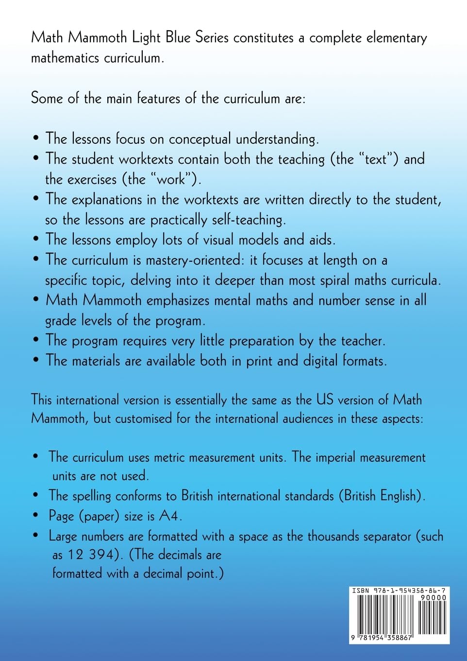 Math Mammoth Grade 4-B Worktext, International Version