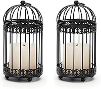 NUPTIO Vintage Bird Cage Candle Holder - Hanging Metal Small Birdcage Tealight Votive Lantern for Tabletop, Christmas, Bridal Shower Centerpiece 6 Inch
