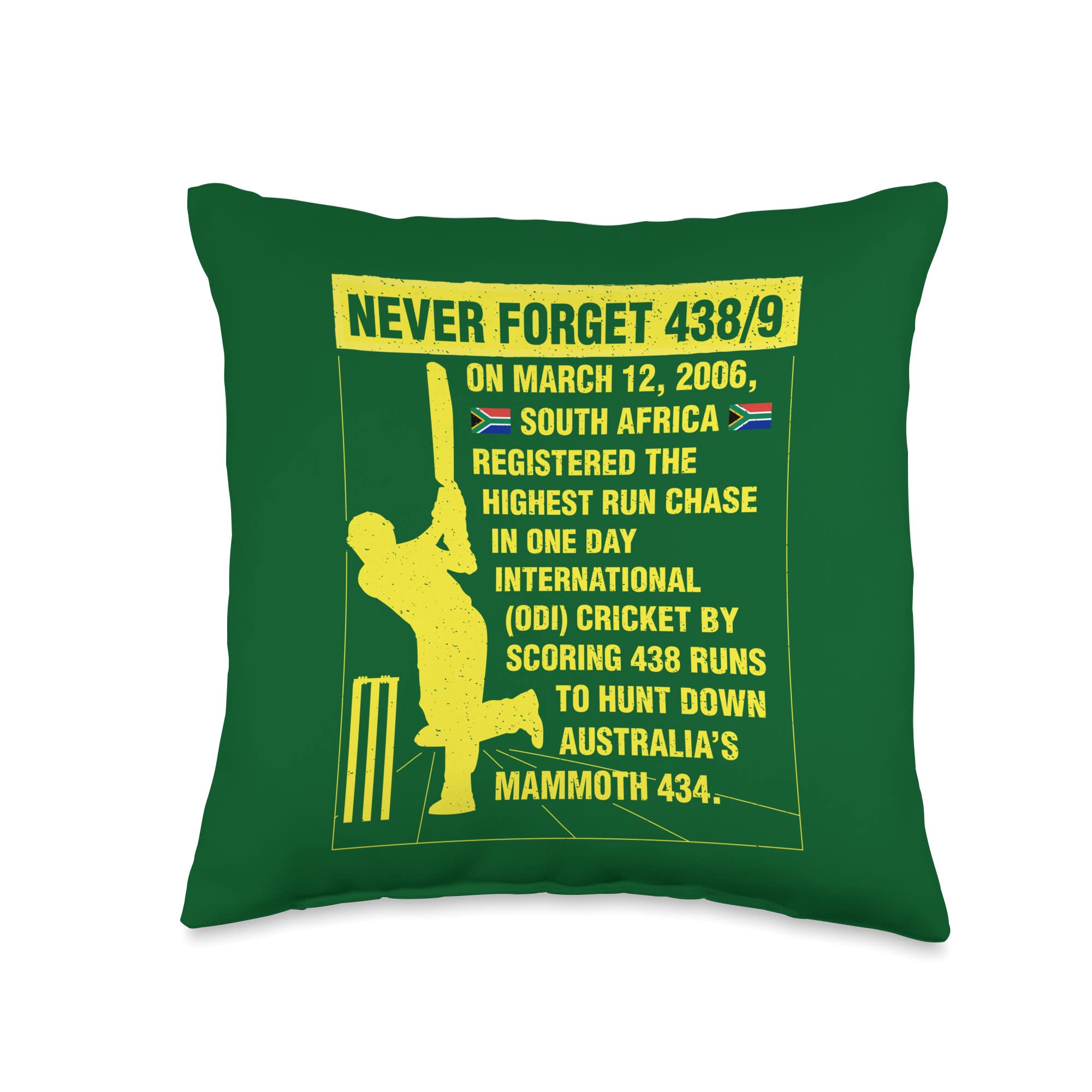 South Africa Cricket Protea Never Forget Nostalgia Braai Throw Pillow, 16x16, Multicolor