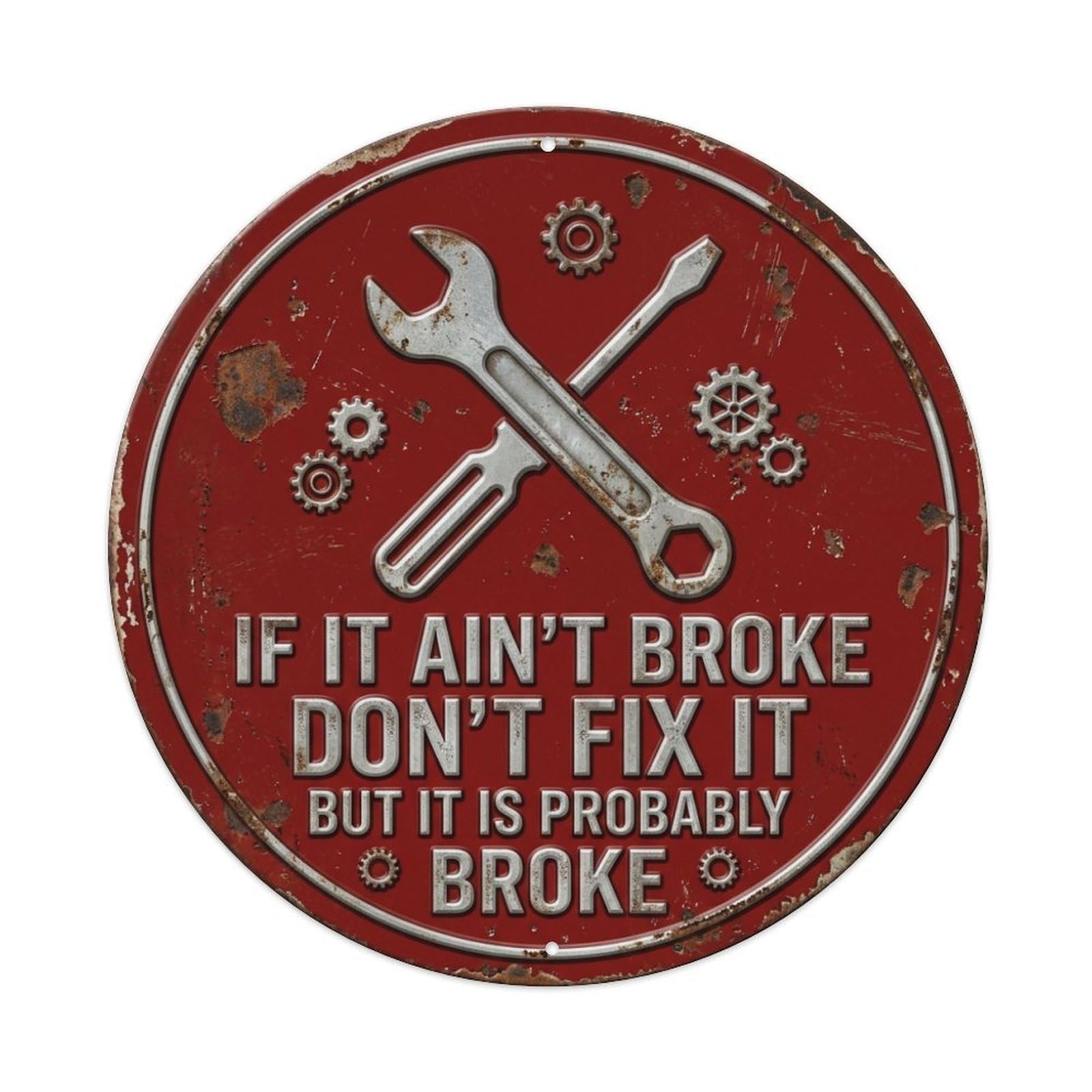 Wrench Tool Fix Workshop Vintage Metal Tin Sign Plaque Wall Decor for Cafe, Club Bar, Office, Garden Metal Poster 8x8Inch
