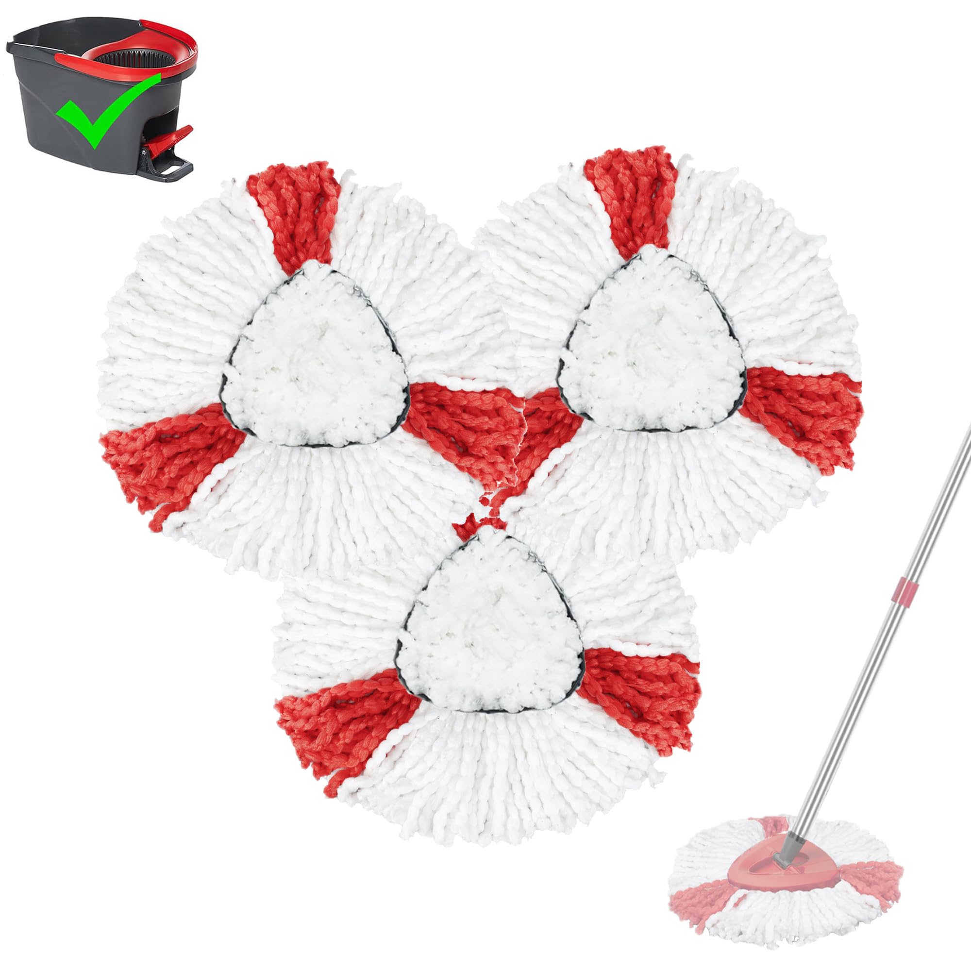 XIANGBIN 3 Pack Mop Replacement Heads Compatible with Vileda 2-in-1 Turbo Mop Head Replacement, Easy-to-Use Cleaning Refills for Efficient Floor Cleaning