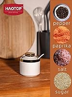 Vista 7 de HAOTOP Azucarero de 8 onzas con tapa y cuchara, dispensador de azúcar simple de cerámica para azúcar, contenedor de azúcar, accesorios de barra