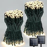 Vista 14 de Paquete de 6 tiras de luces solares de 600 LED para exteriores, luces solares de Navidad con 8 modos de iluminación, luces solares impermeables