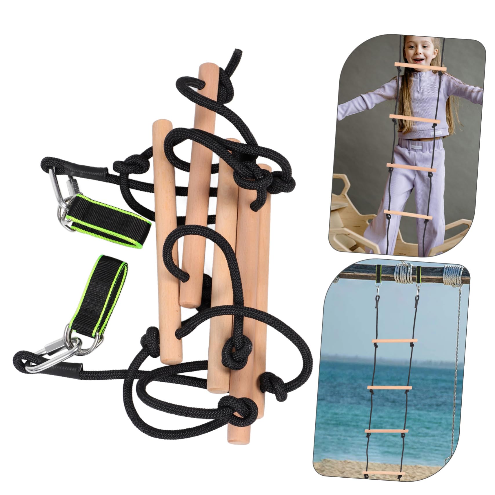 WOONEKY Rope Ladder for Treehouse Wooden Climbing Frame for Children Climbing Ladder Parts