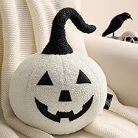 Vista 7 de Phantoscope Happy Halloween - Almohada con forma de calabaza, almohada de felpa de calabaza Jack-o'-Lantern, ultra suave, almohada decorativa