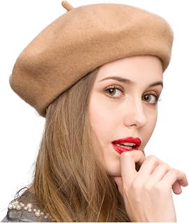 Gllutt Women's Wool Beret Hat - Classic French Style Solid Color, Versatile Beanie for Fall Winter
