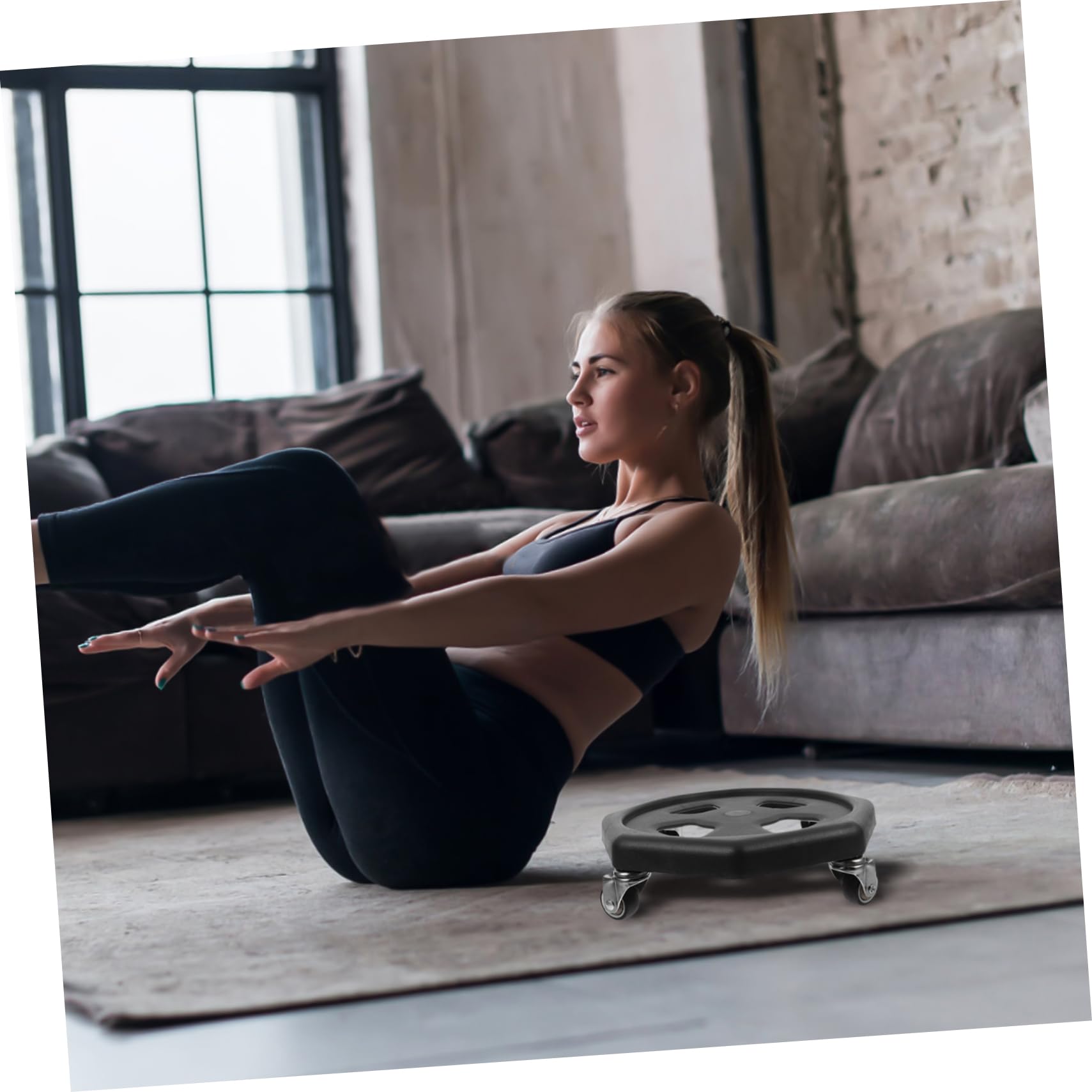 TOYANDONA Fitness Gleitscheibe mit Kniekissen Abdominal Training Disc für Bauchmuskeltraining rutschfest und Vielseitig Einsetzbar zu Hause
