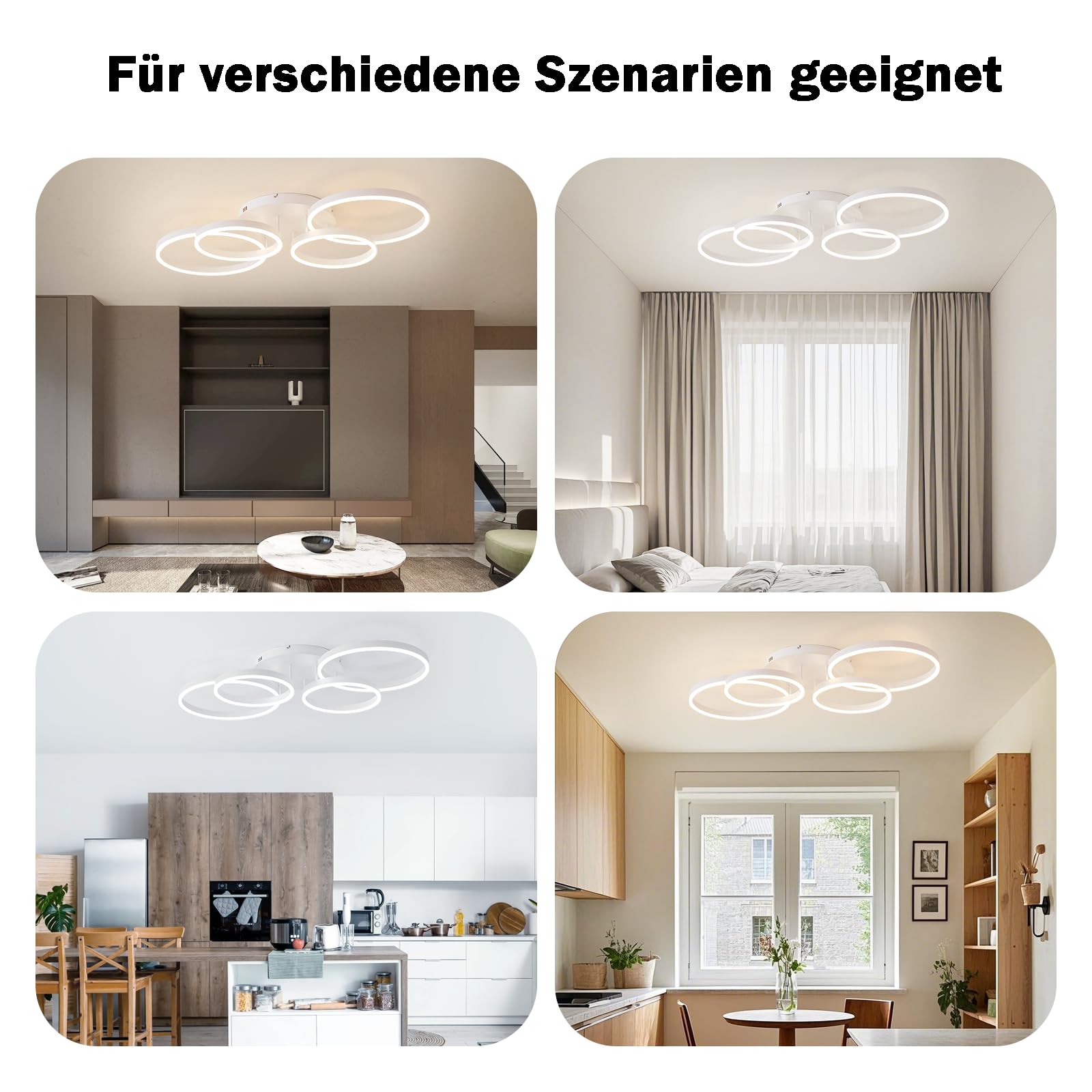 LED Deckenleuchte Dimmbar 40-60W, 100CM Deckenlampe LED Wohnzimmerlampe mit Fernbedienung APP Farbwechsel, Moderne lampe Dimming Deckenbeleuchtung Schlafzimmerlampe (Weiß)