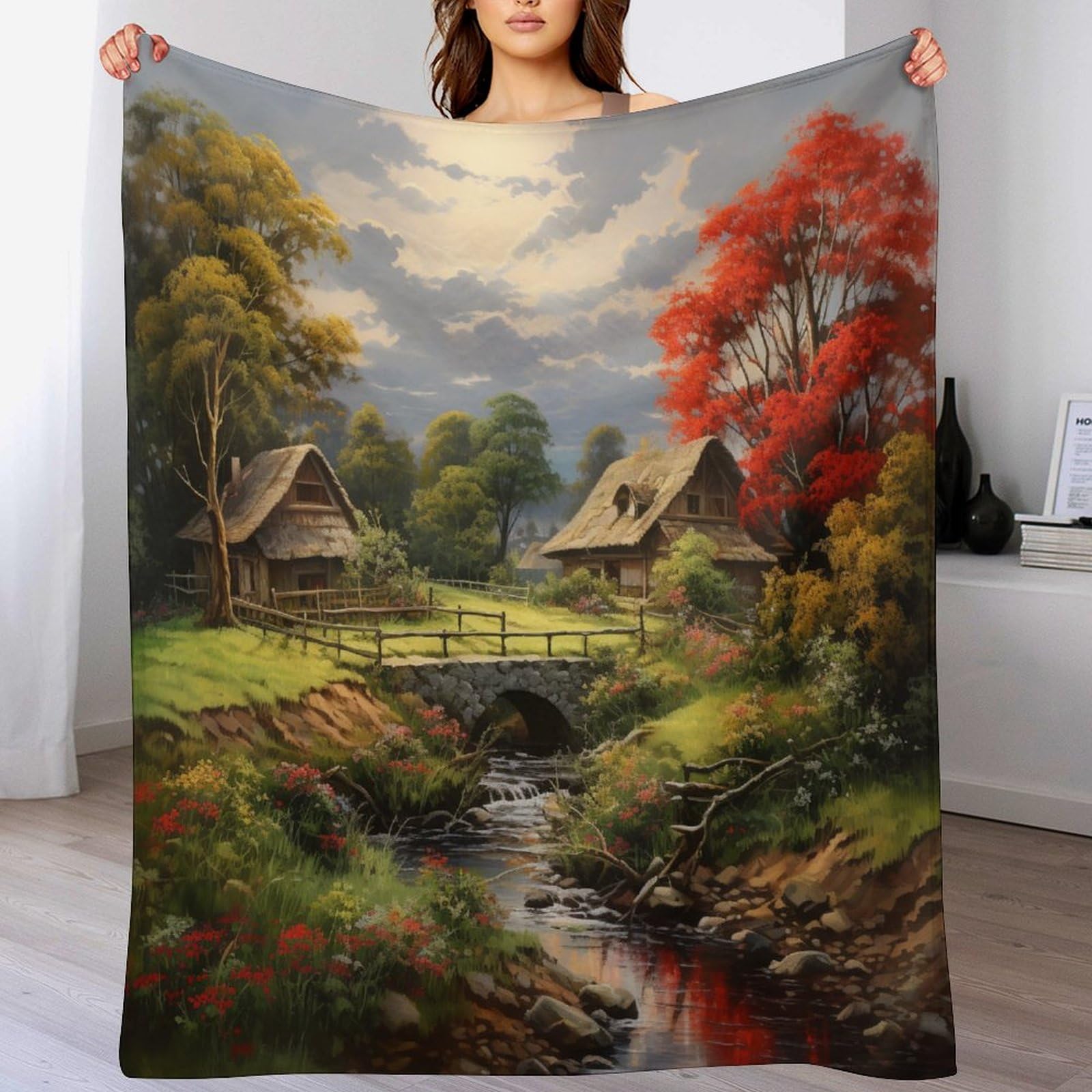 Couverture chaude en flannel motif Paradise pour lit toutes saisons 130x150cm