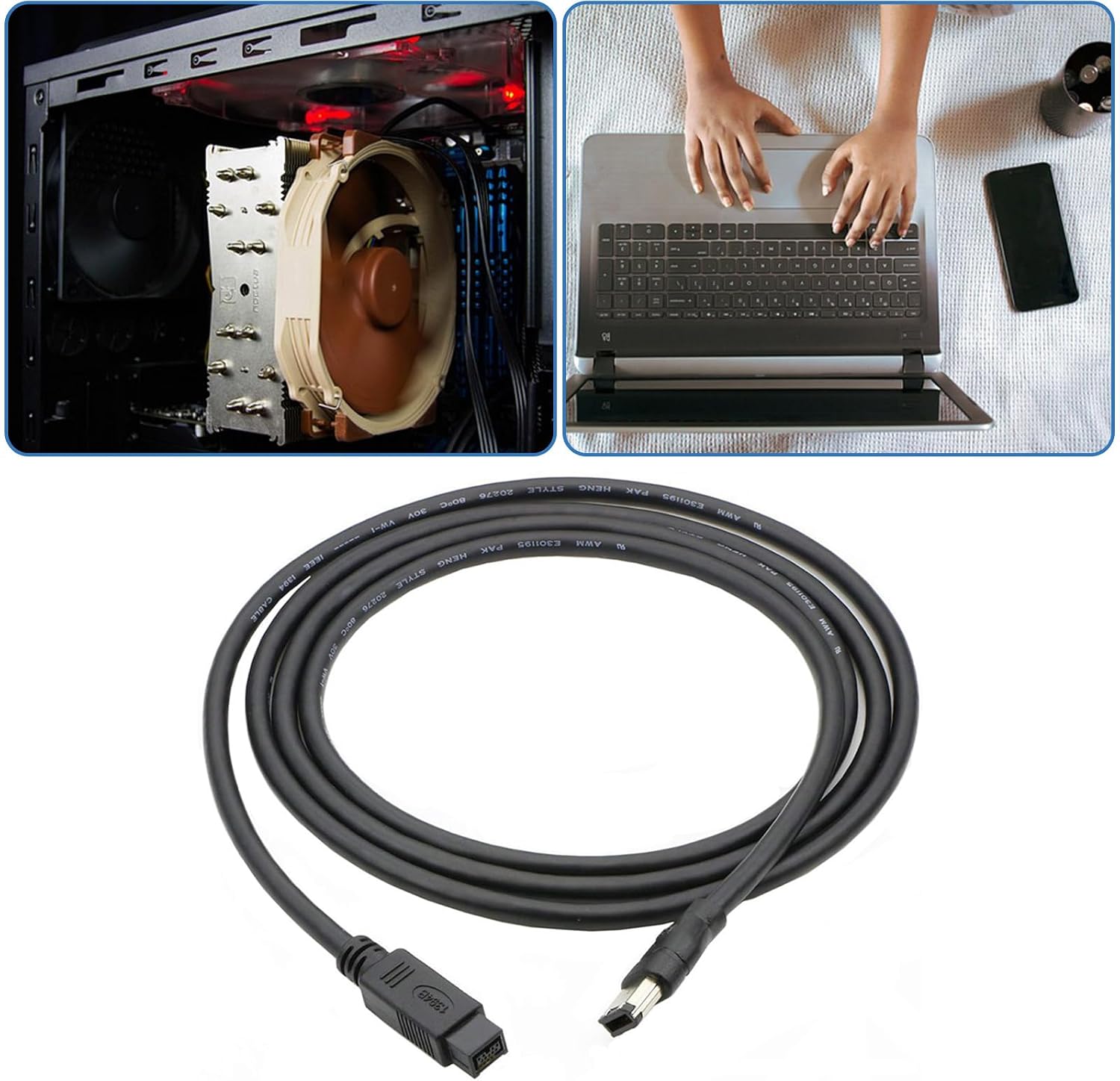 IEEE1394 Firewires Cable Firewires 6Pin to 9Pin Adapter Cable for Printer Scanners Hard Drives