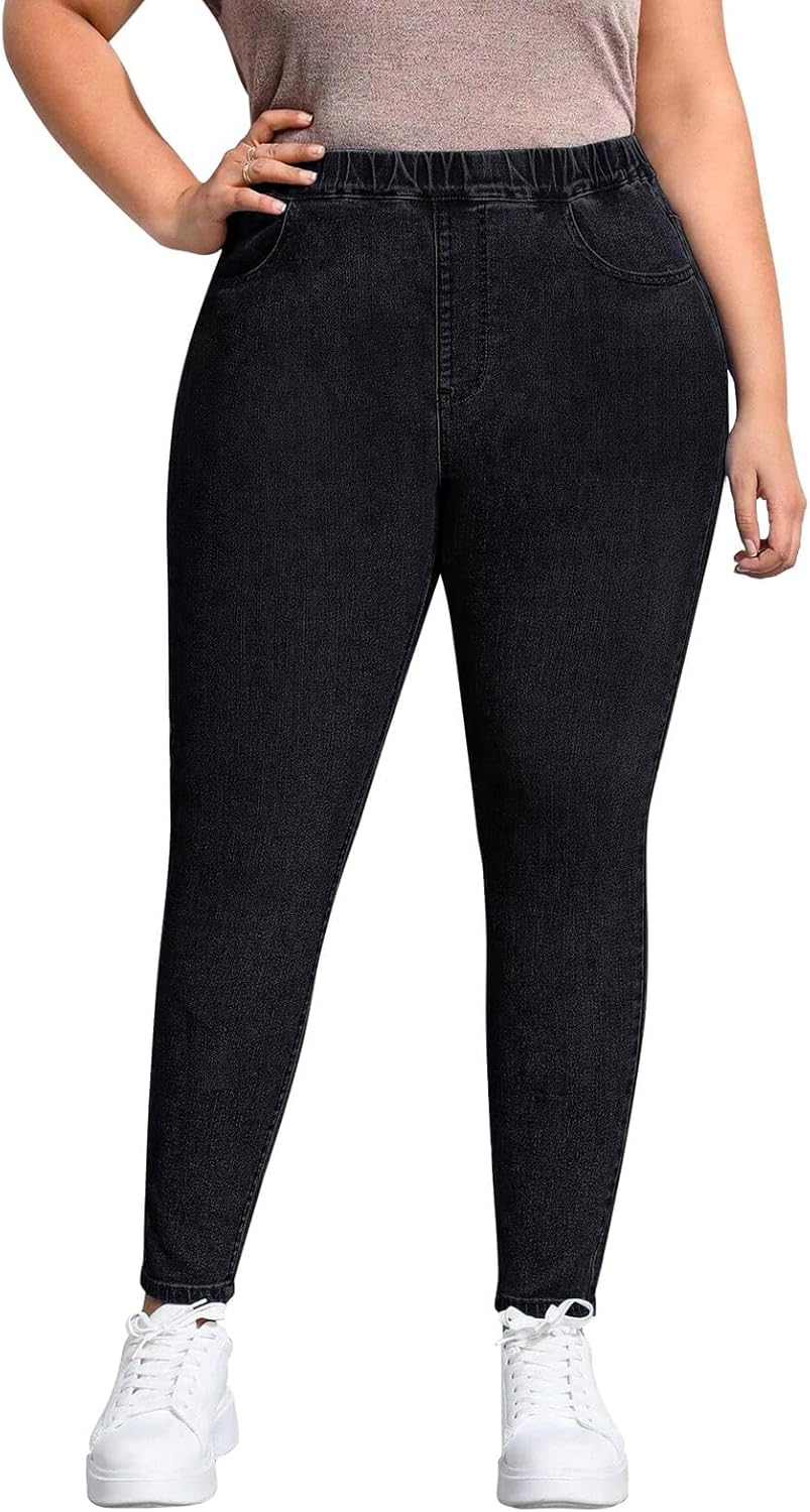 Plus Size Ankle Jeans for Women Pencil Women Jeans Capri Length Mom High Waist Skinny Denim Mom Jeans Pants