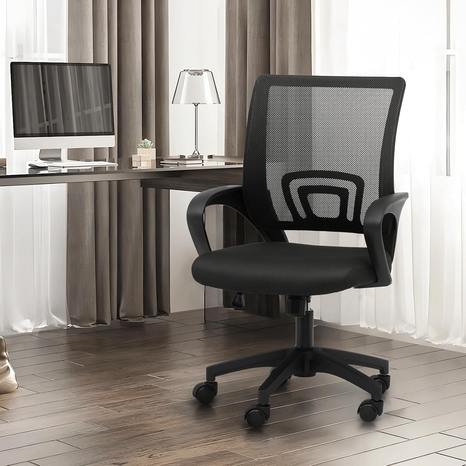 Athena Collection Ergonomic Office Chair, Mid-Back Desk Chair, Black image 2