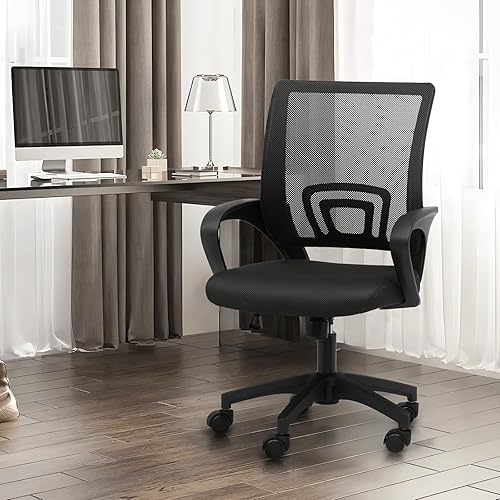 Miniatura 2 de Athena Collection Silla de oficina para computadora, silla de escritorio ergonómica con ruedas rodantes, soporte de espalda de malla y altura
