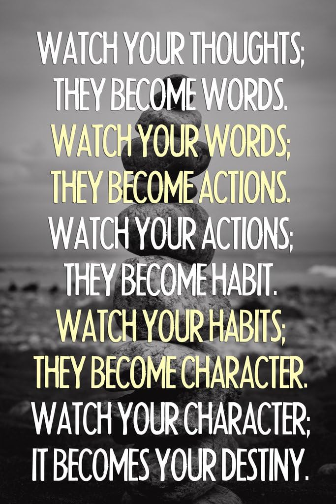 Laminated Watch Your Thoughts Inspirational Poster Buddha Quotes Motivational Posters Gratitude Positivity Poster Dry Erase Wall Art 24x36