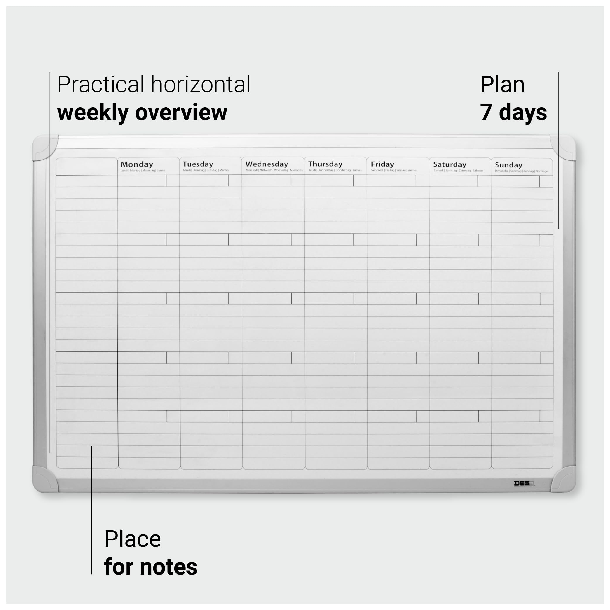 DESQ Planning mensuel - Magnétique, 60 x 90 cm, Cadre en aluminium, Business Classy Design, Français