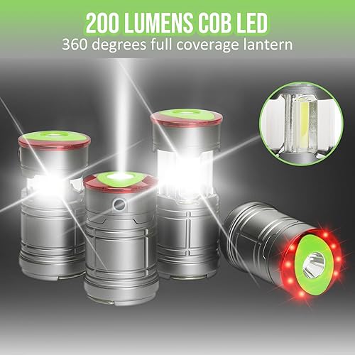 Vista 5 de Lichamp Linterna LED plegable para campamento, linterna LED portátil, ligera, impermeable, 4 modos de luz, kits de supervivencia para interiores