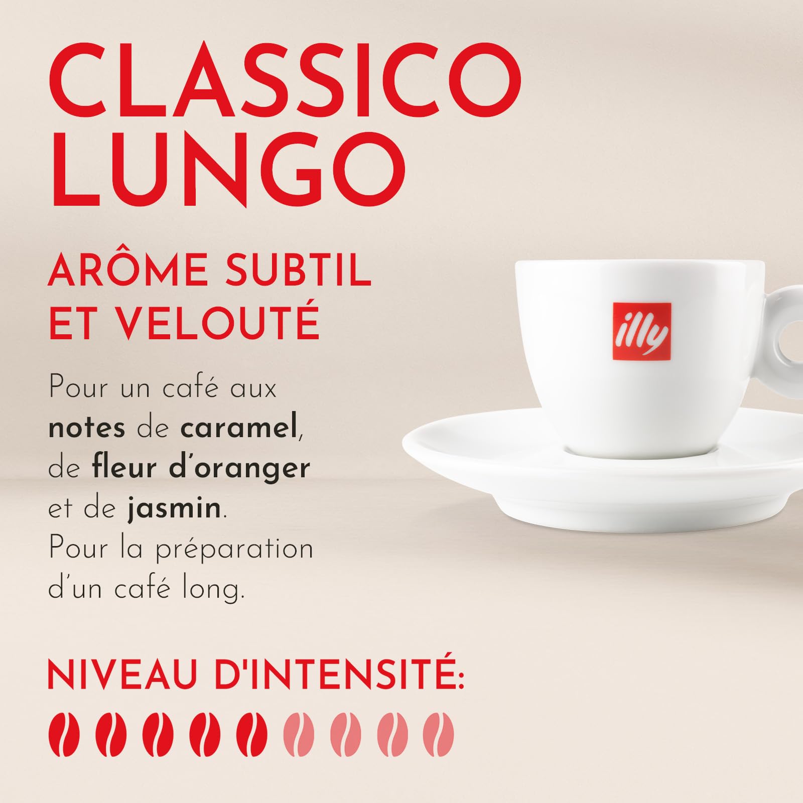 illy, Café en Capsules Compatibles CLASSICO Lungo, 100 Capsules au Total | En Aluminium, 100% Arabica avec des Notes de Fleur d'Oranger et de Jasmin, Goût Doux, 10 Paquets de 10