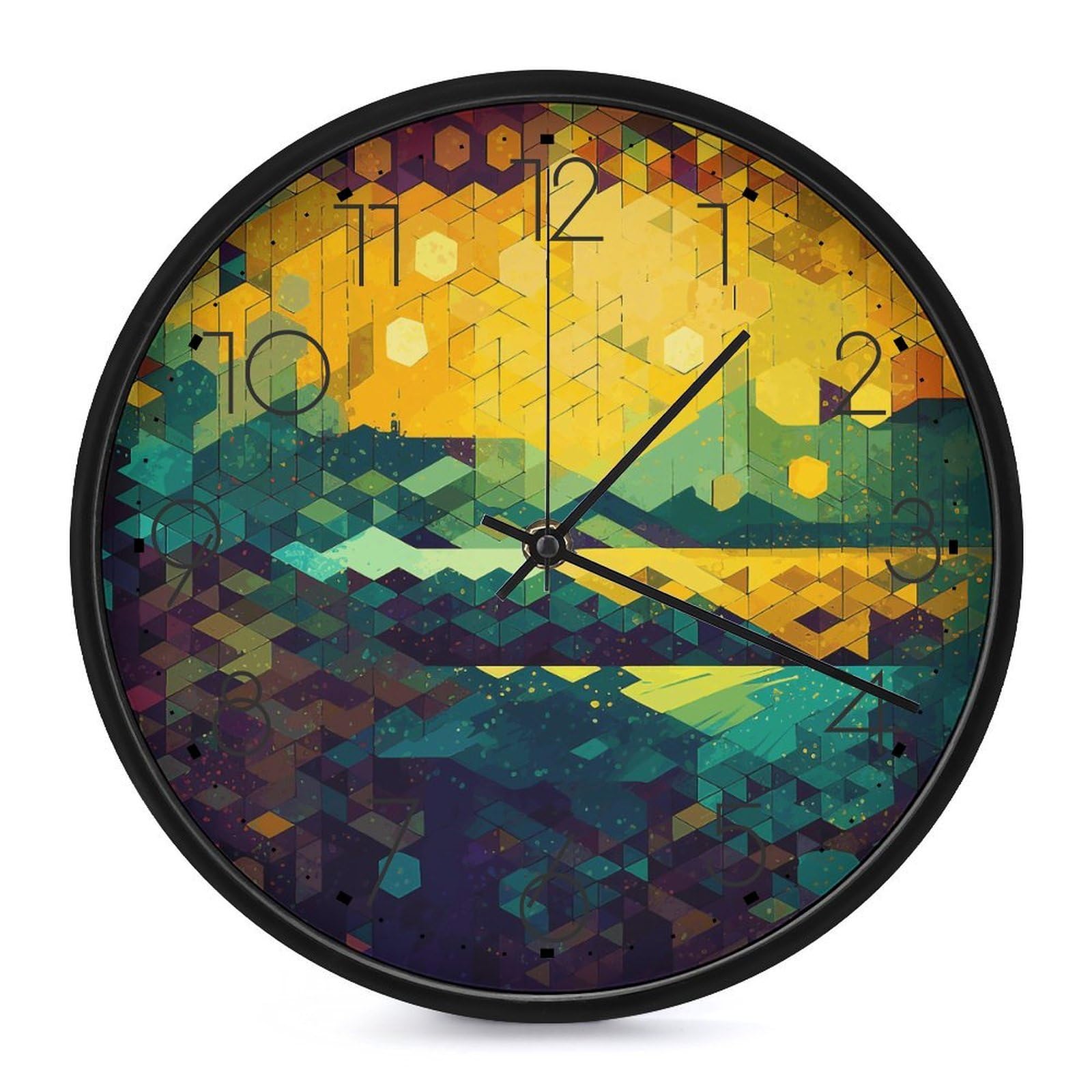 Adfgyerh Black-Style Shiny Hexagon Clock，9.8 Inch Battery Operated Wall Clock Classic Simple, Decorative Wall Clock.analog Clock For Kitchen Office Bathroom Bedroom.