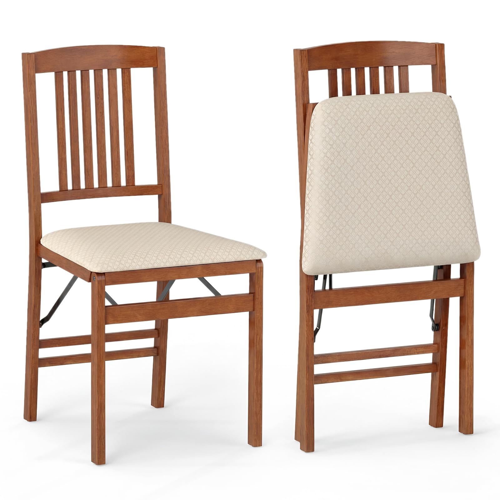 Giantex Folding Dining Chairs Set of 2 Fruitwood