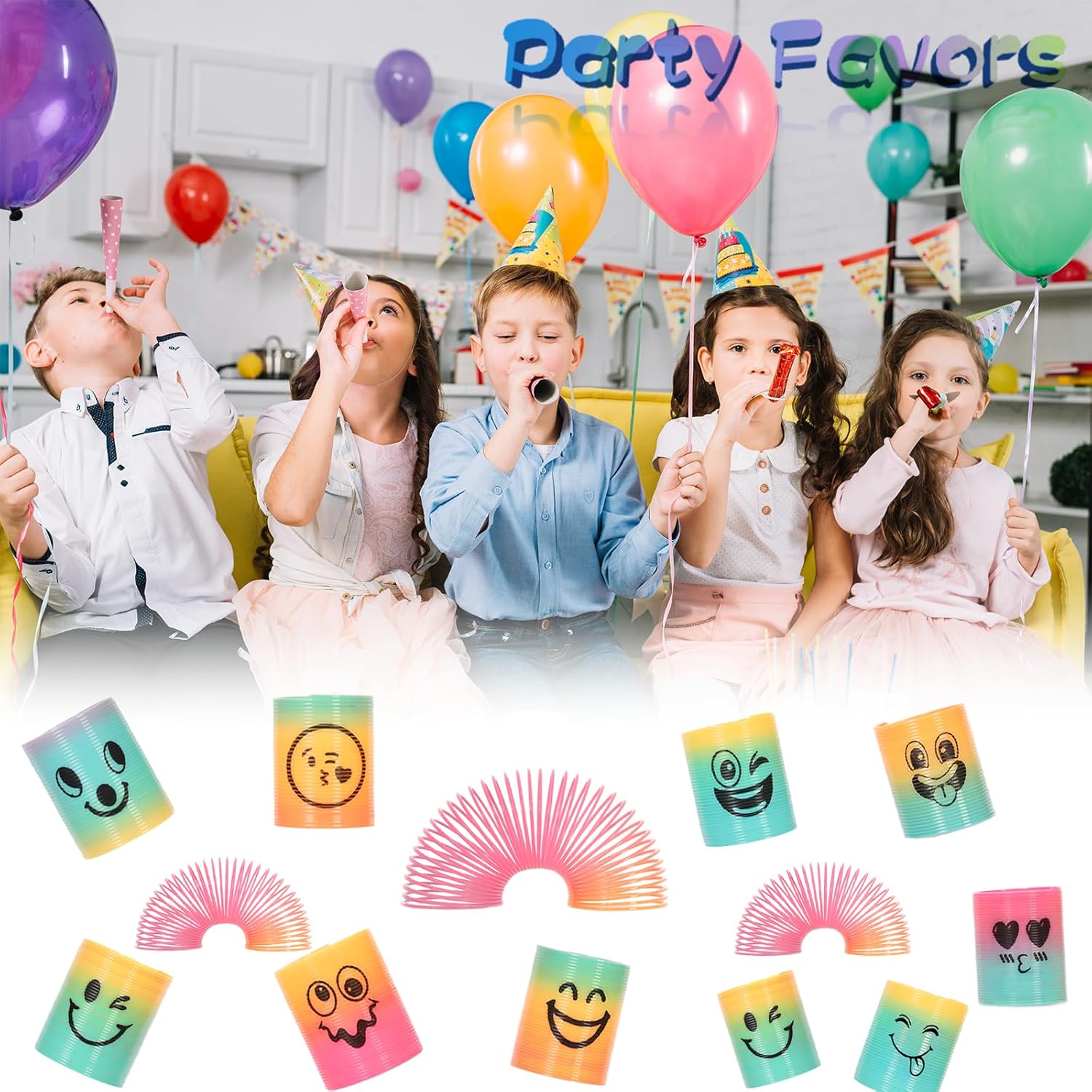 Mini Spring Rainbow Coil Party Favors for Kids, Mini Plastic Coil Spring Toy for Easter Egg Filler Party Favor Carnival Prize Birthday Goodie Bag Stuffers (Style A, 30)