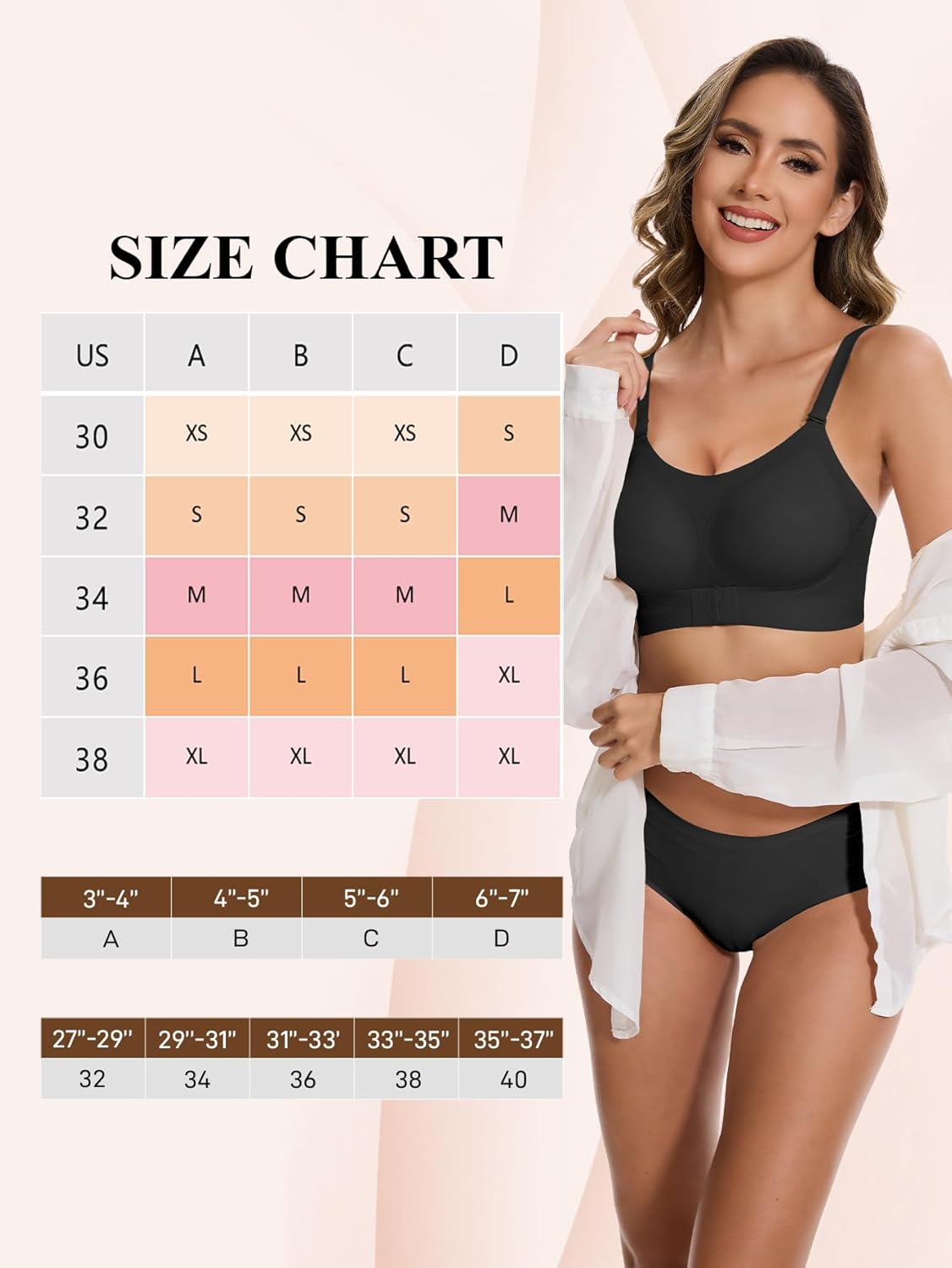 Wireless Push Up Bras for Women No Underwire Full Coverage Bralettes Soft Support Front Closure Bra - Image 7