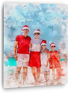 DROLLX Personalized Watercolor Portrait Photo Metal Prints Wall Art Deco...