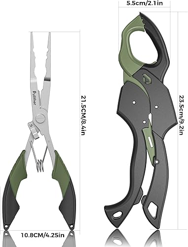 Miniatura 8 de Fish Gripper 9.2 pulgadas, cortador de línea multifunción, alicates de pesca, kit de herramientas de pesca de agua salada, equipo de pesca con