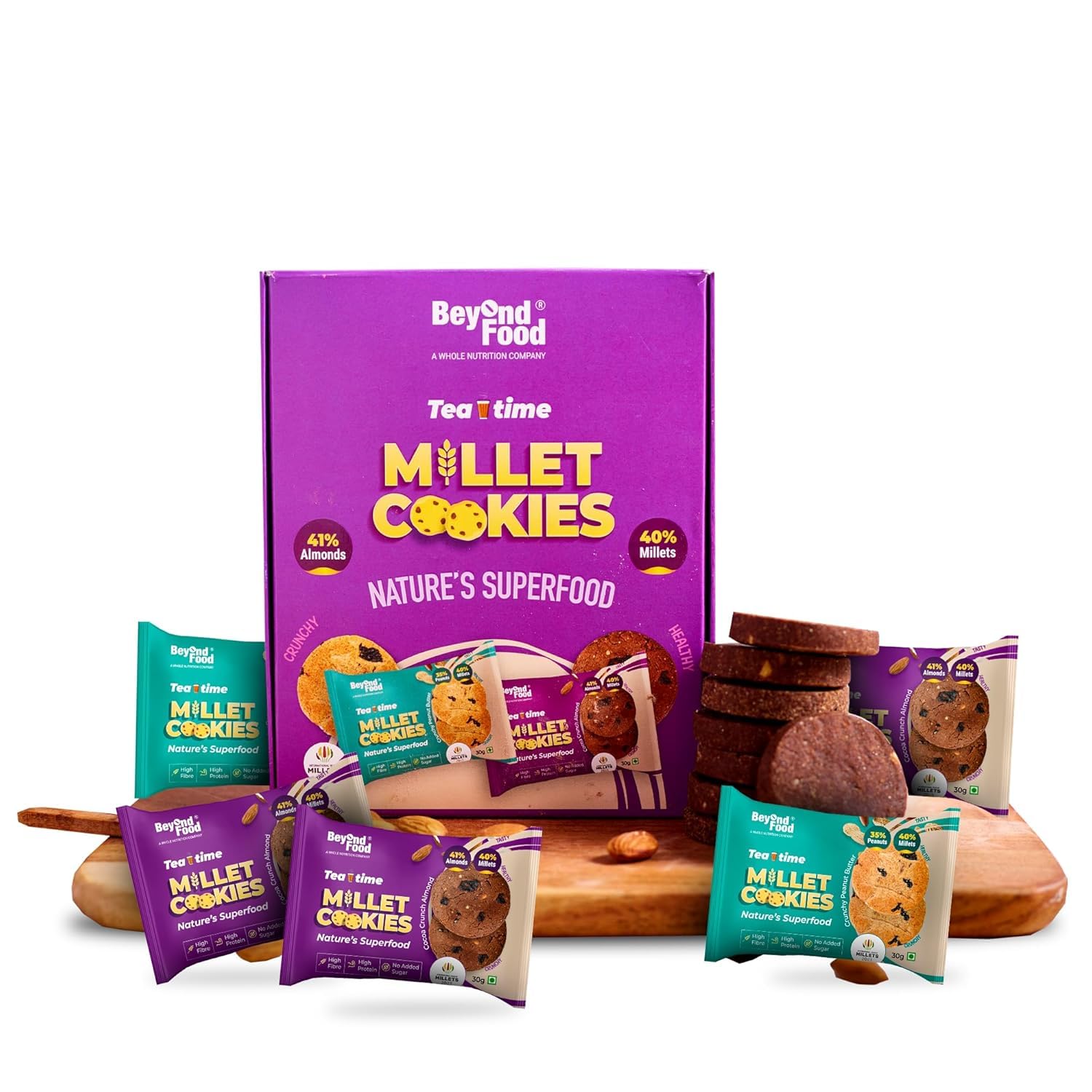 Beyond Food Millet Cookies - High Protein, High Fiber, No Added Sugar, Nutrient-Rich, Gluten-Free with Ragi, Jowar, Bajra, Almond, Natural Flavors & Honey - Assorted - Pack of 12 (B0DH8DSP23) Amazon Price History, Amazon Price Tracker