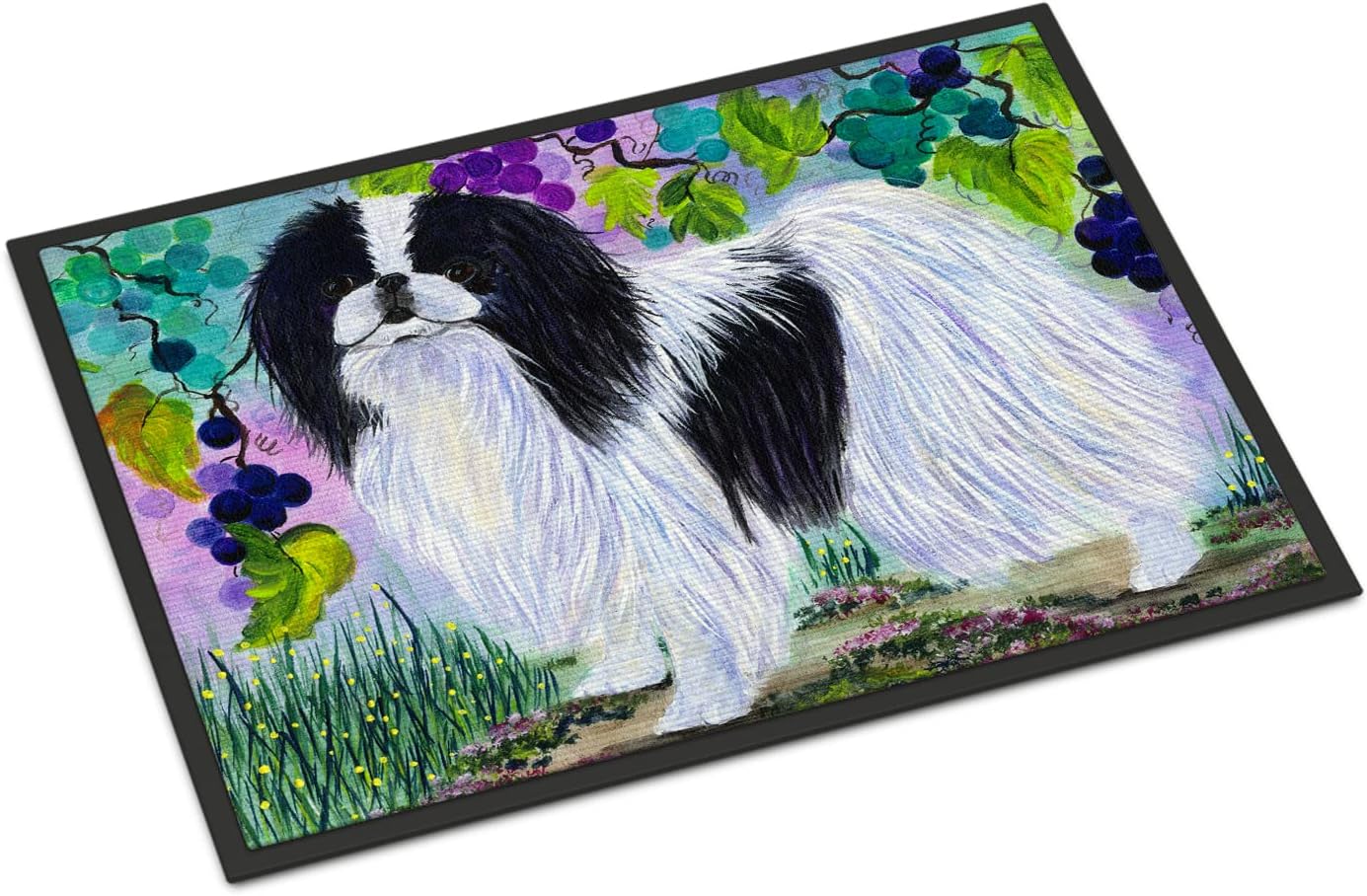 Caroline's Treasures SS8270JMAT Japanese Chin Doormat 24x36 Front Door Mat Indoor Outdoor Rugs for Entryway, Non Slip Washable Low Pile, 24H X 36W