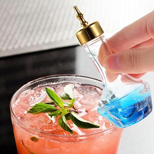 Miniatura 6 de UPKOCH Bitters Bottle - Vaso de 1.05 onzas con tapa dorada, herramienta de barra profesional para cócteles artesanales, uso antiguo y barman