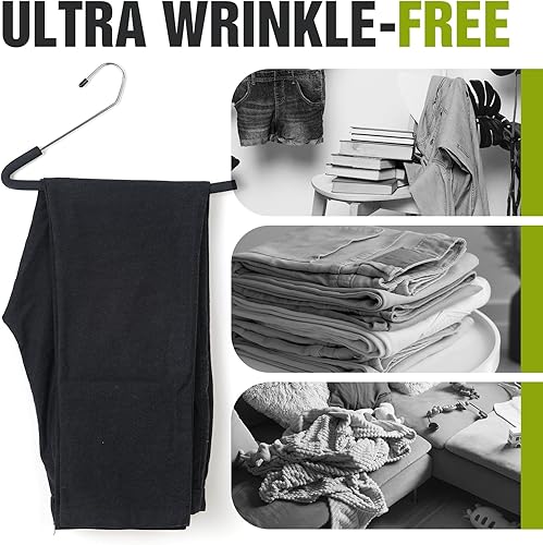 Miniatura 4 de Spring Fever Perchas acolchadas de esponja antideslizante para pantalones - Espuma cromada resistente ahorro de espacio negro 20