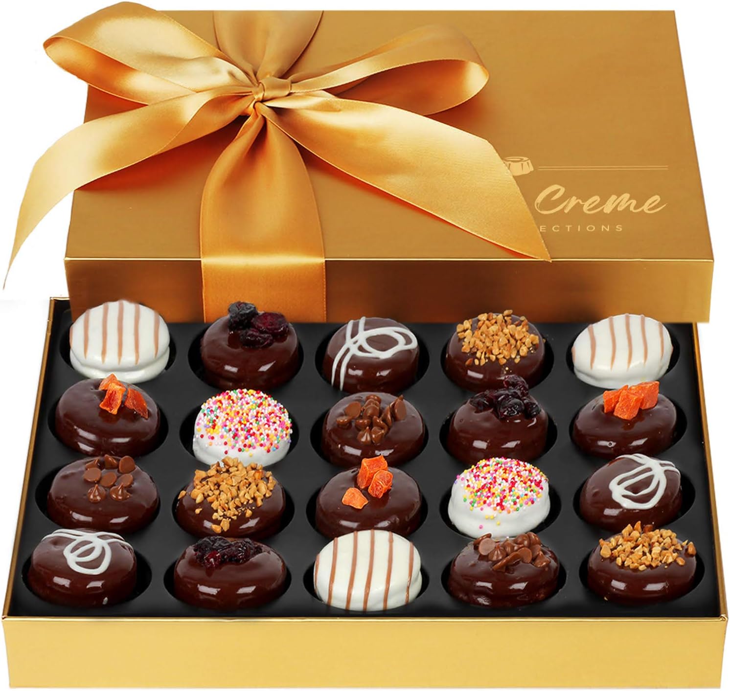 Hazel & Creme Gold Cookie Gift Box - Chocolate Box 20 - Gourmet Food Gift - Mothers Day, Birthdays, Anniversary, Corporate, Holiday Gifting