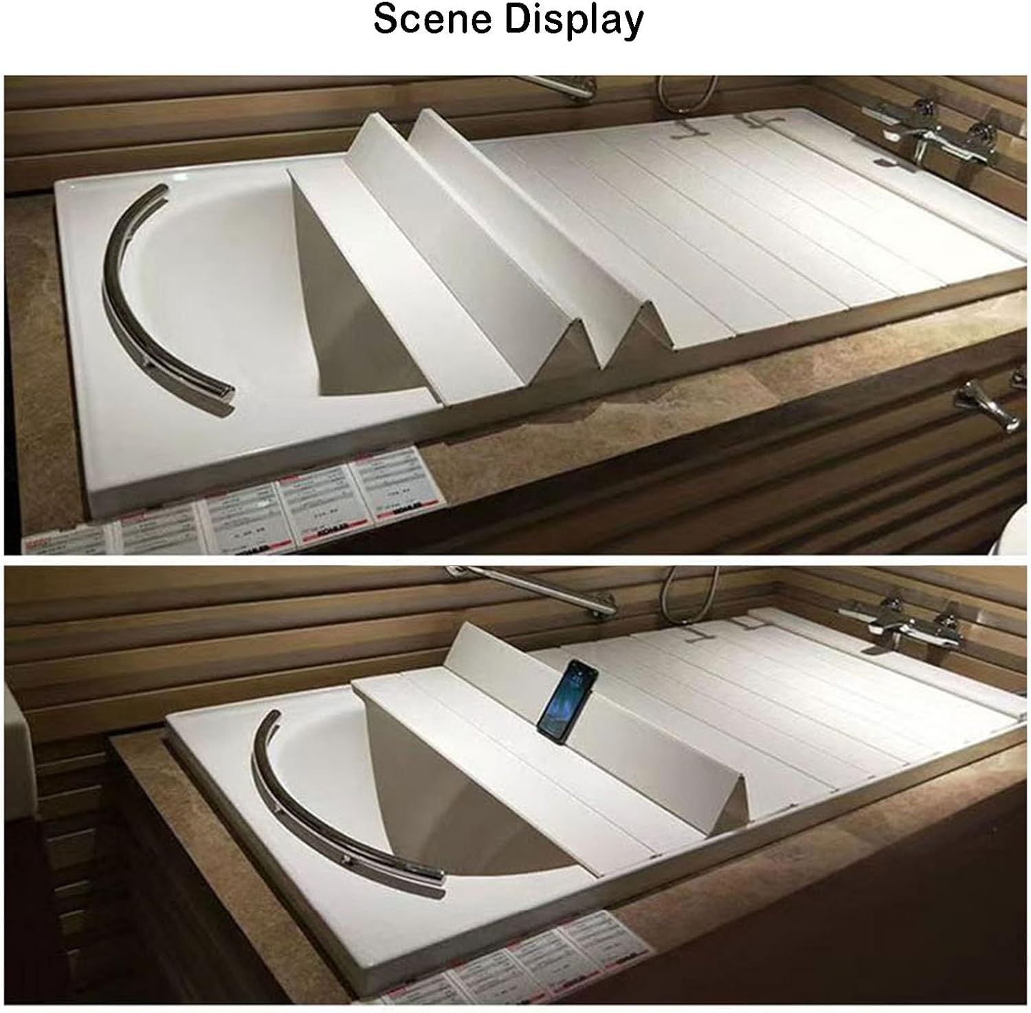 Foldable Bathtub Tray,Bathtub Lid,Shutter Bathtub Cover 0.6cm PVC Plastic Board Suitable for SPA Pavilions and Home Bathrooms(Size:180x70x0.6cm) (Size : 150x70x0.6cm)