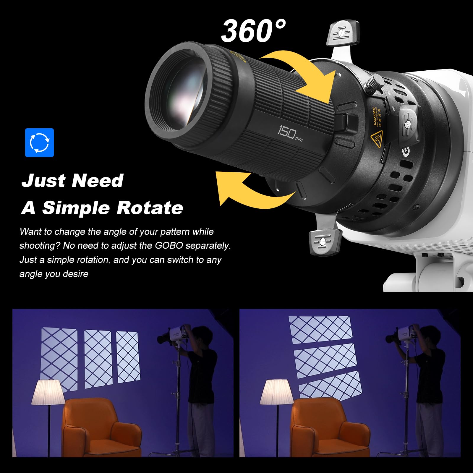 GODOX BP-SE LED Projection Attachment, Bowens Mount Snoot Spotlight GOBO Proiettore (BP-SE150)