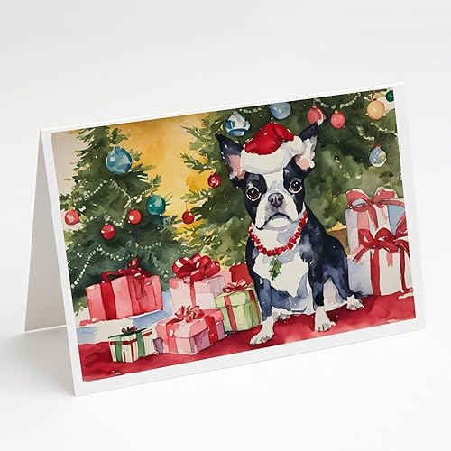 Miniatura 10 de Caroline's Treasures DAC1271GCA7P Border Collie - Tarjetas de felicitación y sobres de Navidad, paquete de 8 tarjetas en blanco con sobres, tamaño
