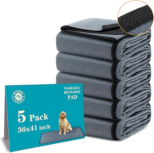 Almohadillas lavables para orina para perros, paquete de 5, 36 x 41, almohadillas reutilizables para cachorros, almohadillas de entrenamiento para