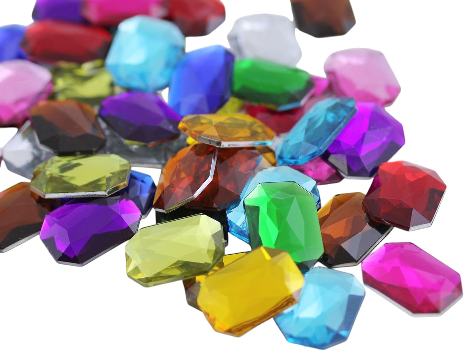 Allstarco 25x18mm Octagon Flat Back Acrylic Rhinestones Assorted Colors Plastic Gems for Crafts Costume Embelishments Card Making Jewels Jewelry Making Supplies Cosplay Jewels 60 Pcs