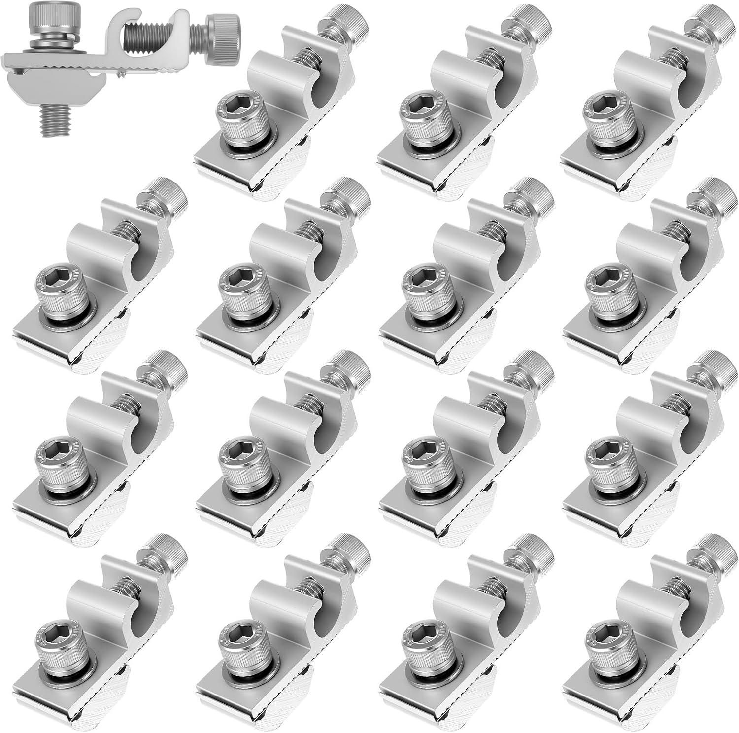 16PCS Ground Lug Cable Clamp,Grounding Tab 6.7 Aluminium Alloy Conductor Buried Connectors for Solar Photovoltaic Bracket Lightning Protection Clamp Grounding Buckle Terminal Solar Accessories
