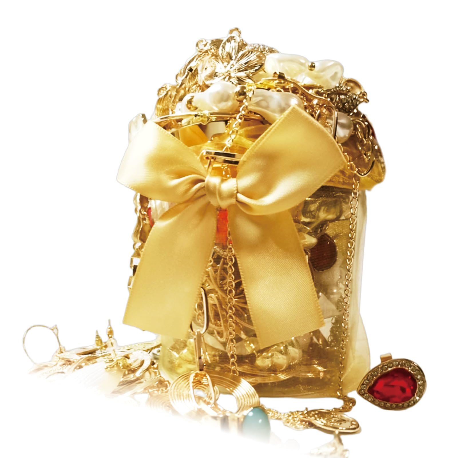 Mystery Jewelry Jar Bundle - 40-45 Piece Jewelry Box for Women, Goth Jewelry Boho Mixed Set (Necklace, Earrings, Rings and Bracelets) Alternative Fashion Romantic Present for Her (Gold)